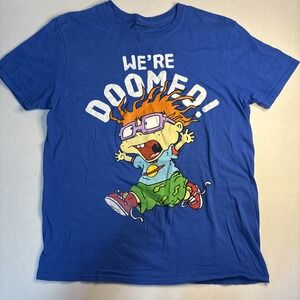Nickelodeon Rugrats Chuckie Men's Large Blue Graphic T-Shirt We're Doomed 2018